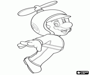 Mario with a propeller helmet coloring page