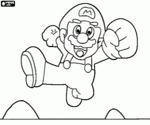 Mario's jump in the videogame coloring page
