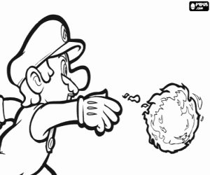 Mario throwing a fireball coloring page