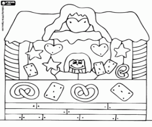 Market stall of Christmas sweets coloring page