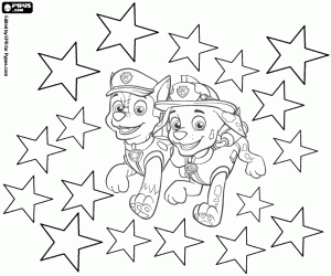 Marshall and Chase in Christmas coloring page