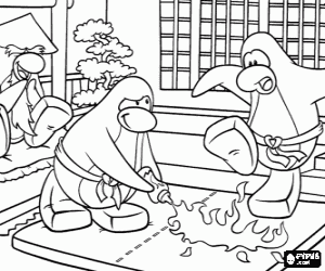 Martial arts of Club Penguin coloring page