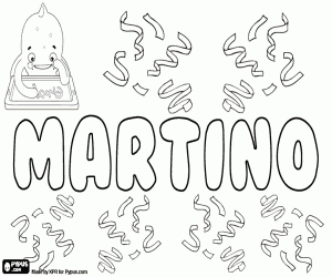Martino, boy's name in Italian coloring page