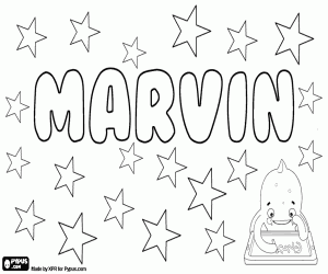 Marvin, male name coloring page