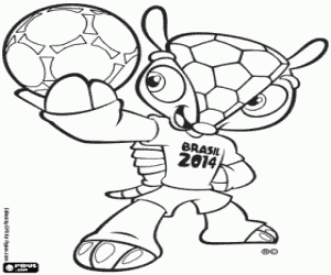 The mascot Fuleco of Brazil 2014 coloring page