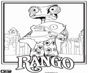 The mascot Rango in the Old West coloring page