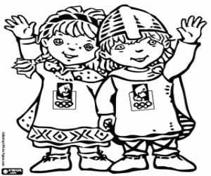 Mascots of Lillehammer 1994 coloring page