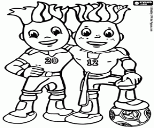 Mascots of UEFA Euro 2012 coloring page
