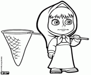 Masha the russian little girl coloring page