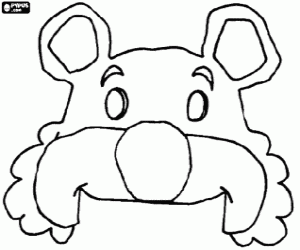 Mask bear with big ears coloring page