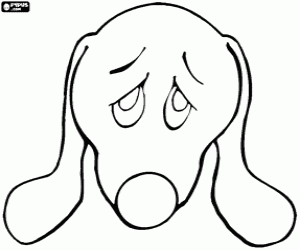 Mask of a dog with sad face coloring page