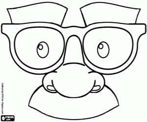 Mask with eyebrows and moustache coloring page