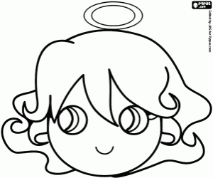 Mask with the face of an angel coloring page
