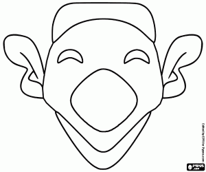 Mask with the face of a clown coloring page