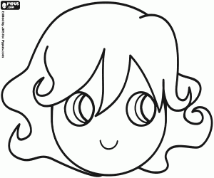 Mask with the face of a girl coloring page