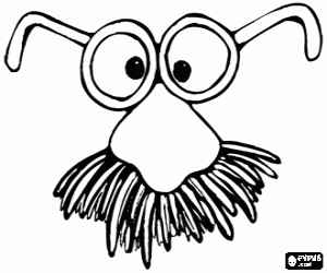 Mask with glasses and moustache coloring page