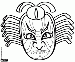 A mask of Japanese Theatre coloring page