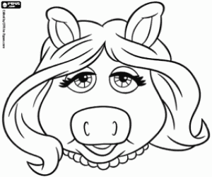 The mask of Miss Piggy coloring page