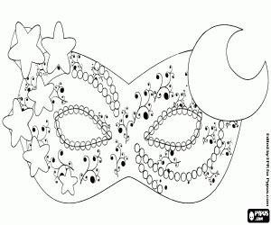 A mask with moon and stars coloring page