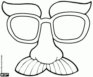 Mask with a moustache coloring page