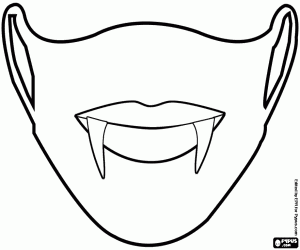 Mask with mouth of vampire woman coloring page