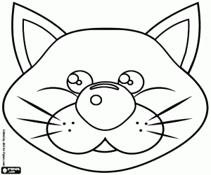 Mask of an old cat coloring page