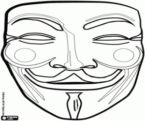 Mask with an oriental face coloring page