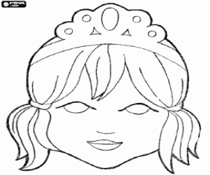Mask of a princess with tiara coloring page