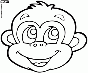 Mask of a smiling monkey coloring page