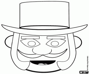 Mask of a Victorian man coloring page