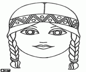 Mask of young indian woman coloring page