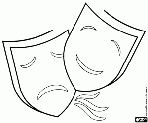 Masks, symbol of the Carnival coloring page