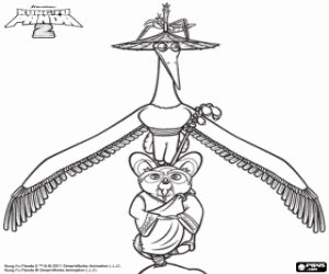 Master Shifu with Crane and Mantis coloring page