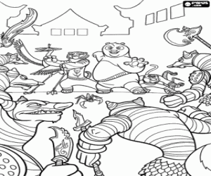 The masters from Kung Fu Panda coloring page