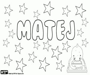 Matej, masculine name coloring page