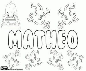 Matheo, male name coloring page