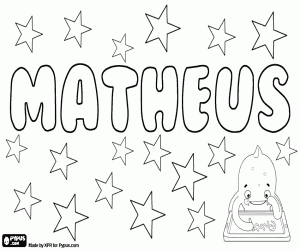 Matheus, male name coloring page