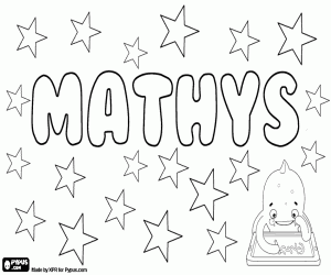 Mathys, French name for boy coloring page