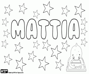 Mattia, name in Italian coloring page
