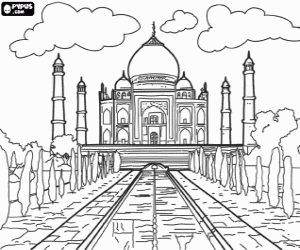 Mausoleum Taj Mahal in India coloring page