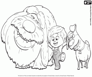 Max, Duke and his new friend Liam coloring page