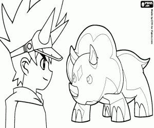 Max profile and Chomp, Dinosaur King coloring page