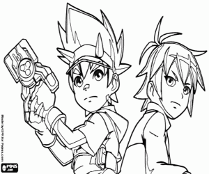 Max and Rex,Dinosaur King characters coloring page