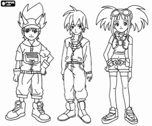 Max, Rex and Zoe, Dinosaur King coloring page