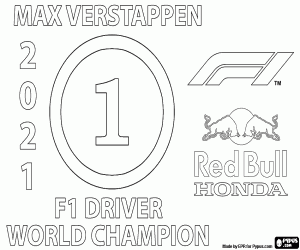 Max Verstappen, 2021 F1 Champion coloring page