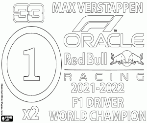 Max Verstappen, two-time F1 champion coloring page