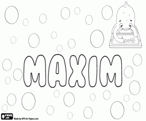 Maxim, name in various languages coloring page