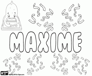 Maxime, French masculine name coloring page