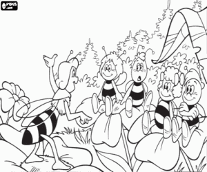Maya at the bees school coloring page