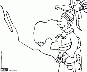 A mayan citizen and a map coloring page
